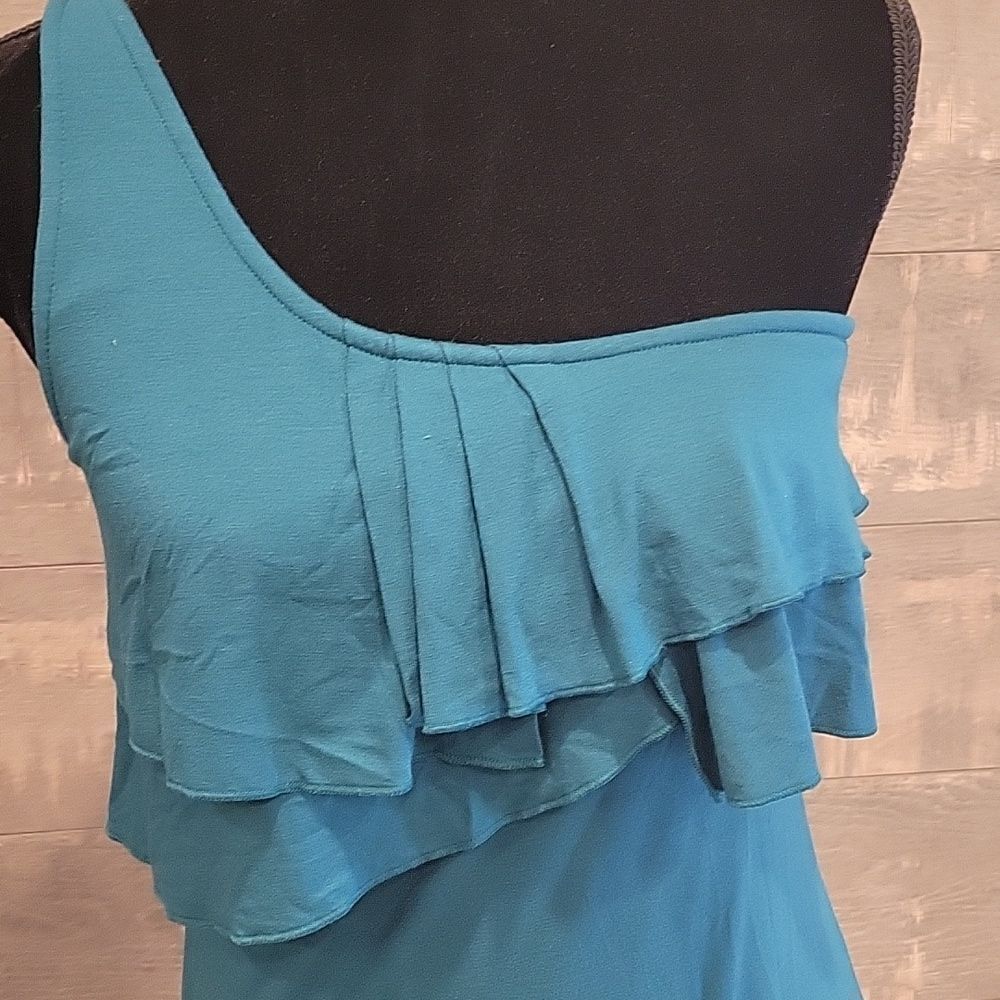 Blue One-Shoulder Ruffle Top - Picture 3 of 4